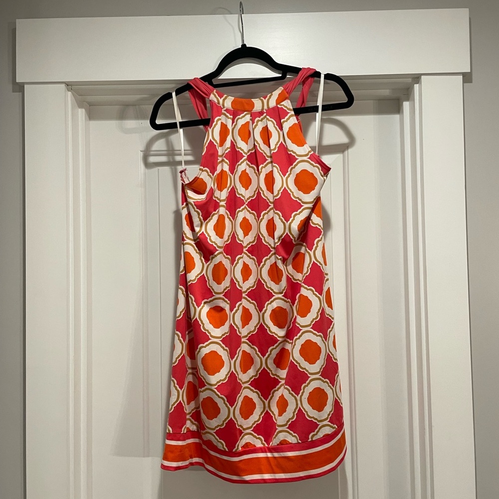 Mud pie dress: coral and white. Stretchy material
